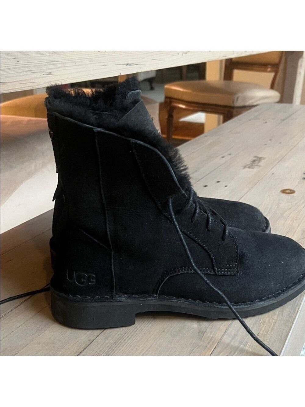 UGG Quincy Black Suede Boots Size US 6 - Picture 6 of 9